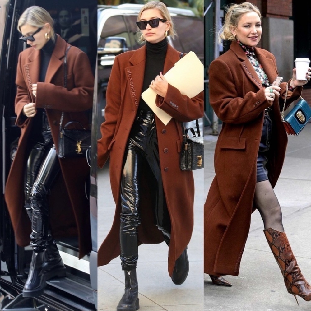 NWT Alexander Wang Long Darted Single Breasted Wool BlendCoat Sz M Hailey Bieber